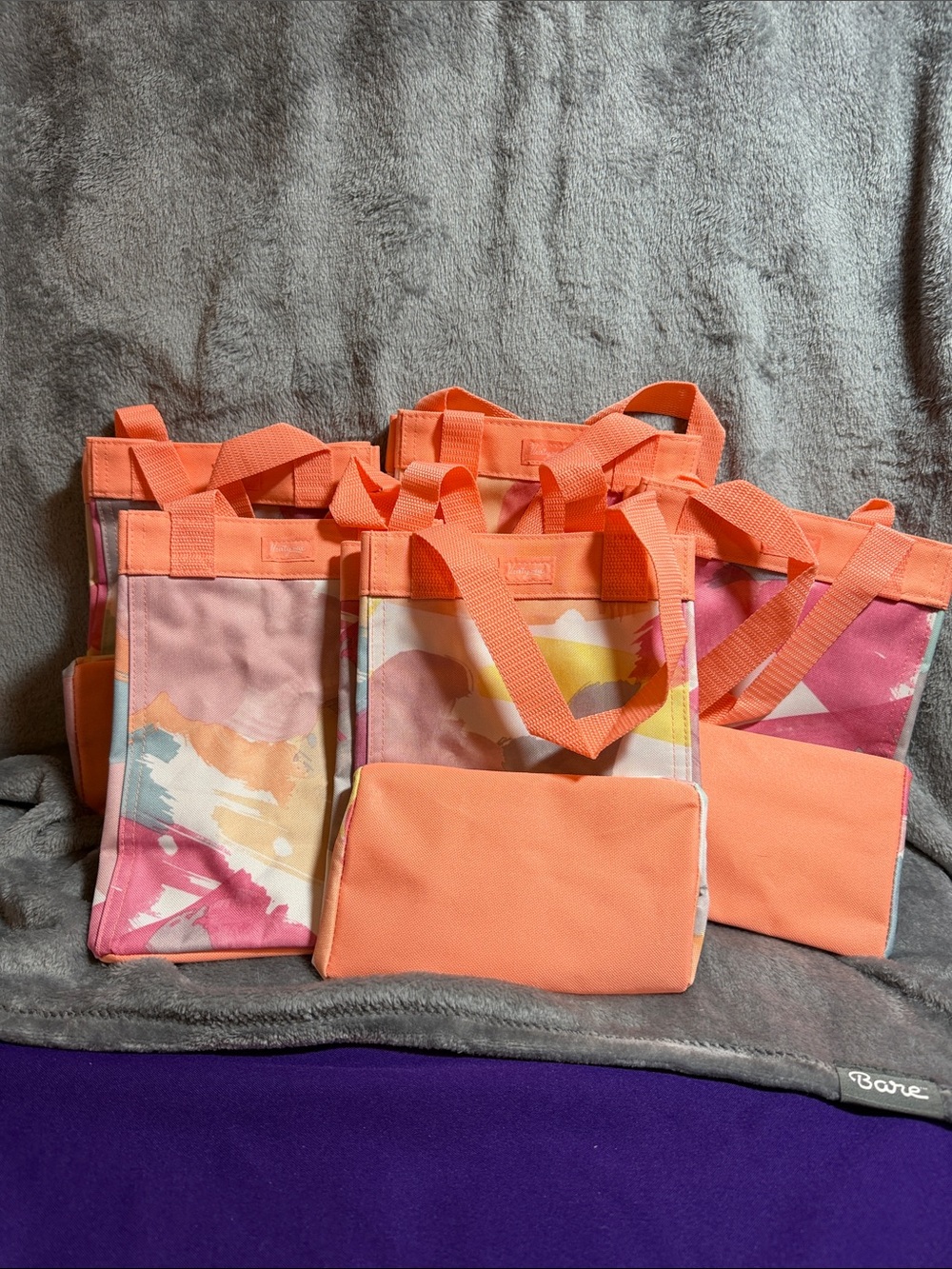 thirty-one Coral & Pink Watercolor small essential tote bundle of 5
